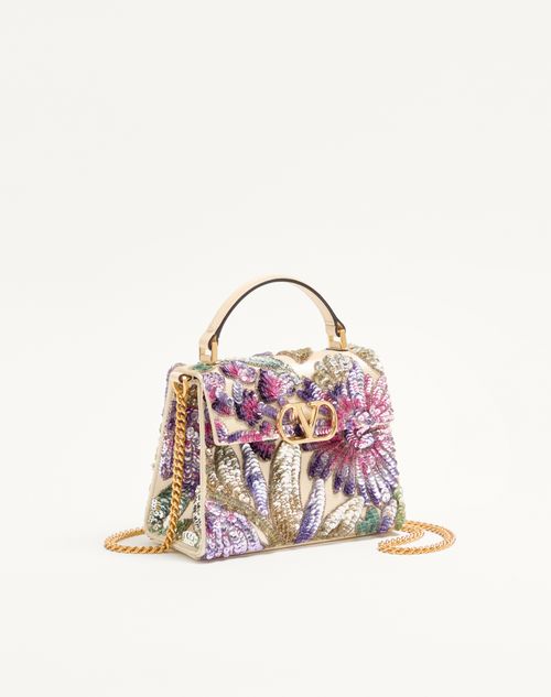 Valentino Garavani - Valentino Garavani Vsling Embroidered Mini Handbag - Multicolor/butter - Woman - Top Handle Bags
